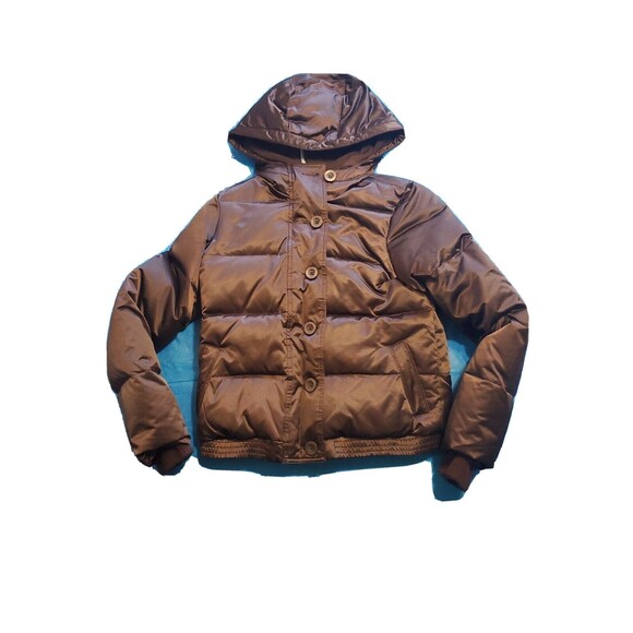 Girls Hooded Puffer Coat Sz X Small Pockets Zipped Old Navy Winter School - Picture 1 of 7